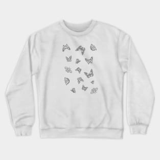 Butterflies Pattern | Butterfly | Black and White Crewneck Sweatshirt